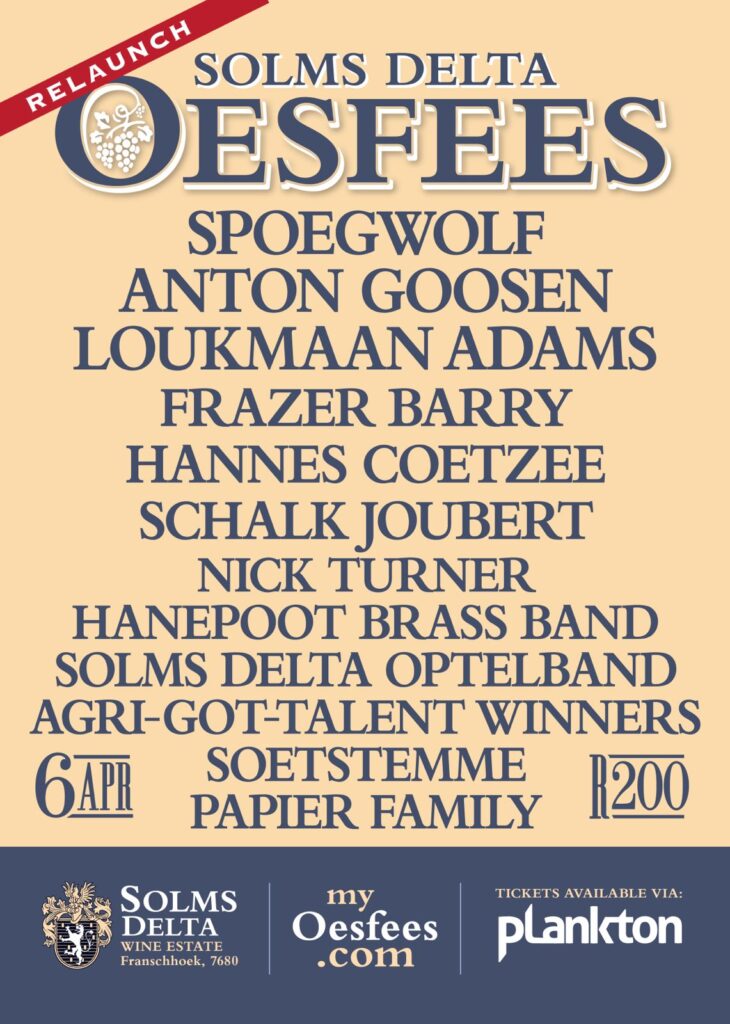 Solms-Delta Oesfees Artist Line-up 2024